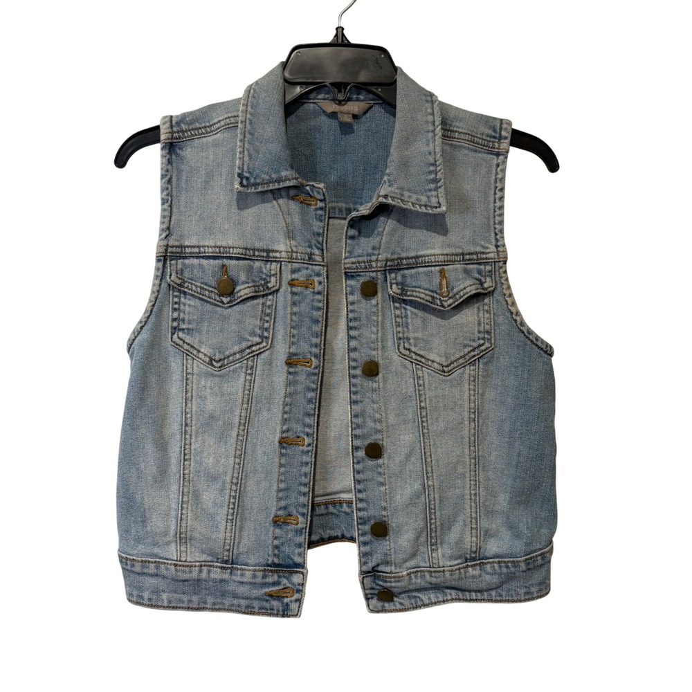 Rubbish Y2K Womens Light Wash Denim Vest Button Front Sleeveless‎ Jacket S 90s
